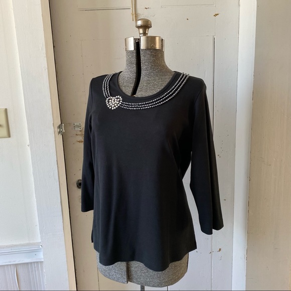 Quacker Factory NWOT Beaded Heart RS Valentines Day Cotton Top - Picture 2 of 12